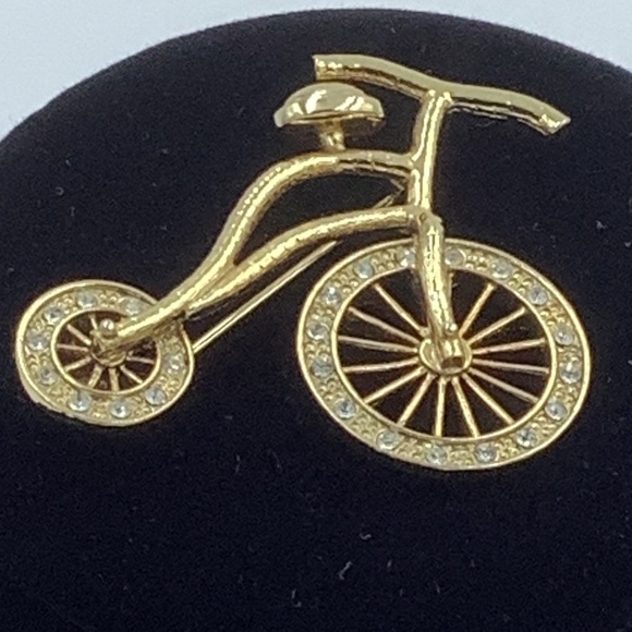 Gold Tone Bicycle  Brooch - Picture 2 of 4